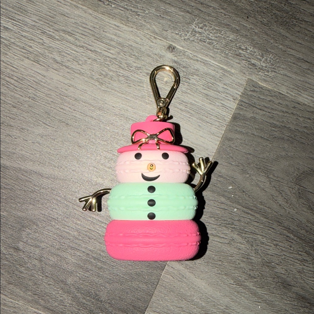 Bath & Body Works Pink Mint Macaron Snowman PocketBac Keychain